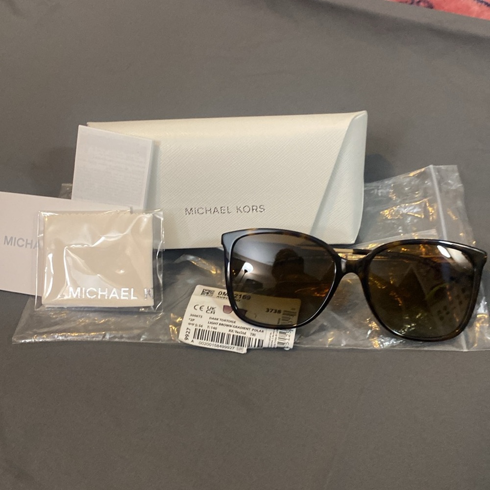 NWT Michael Kors MK2169 AVELLINO Dark Tortoise/Light Brown Polar New Sunglasses.